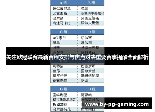 关注欧冠联赛最新赛程安排与焦点对决重要赛事提醒全面解析